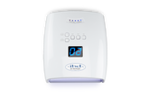 Top view of ibd PRO Cordless LED/UV Lamp featuring its stamped ibd branding, operation buttons, & LCD timer screen